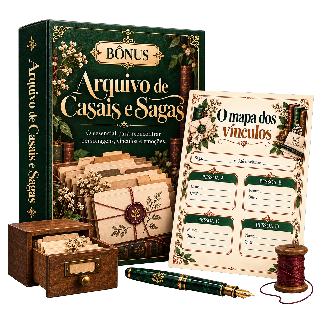 Mockup do bônus Arquivo de Casais e Sagas