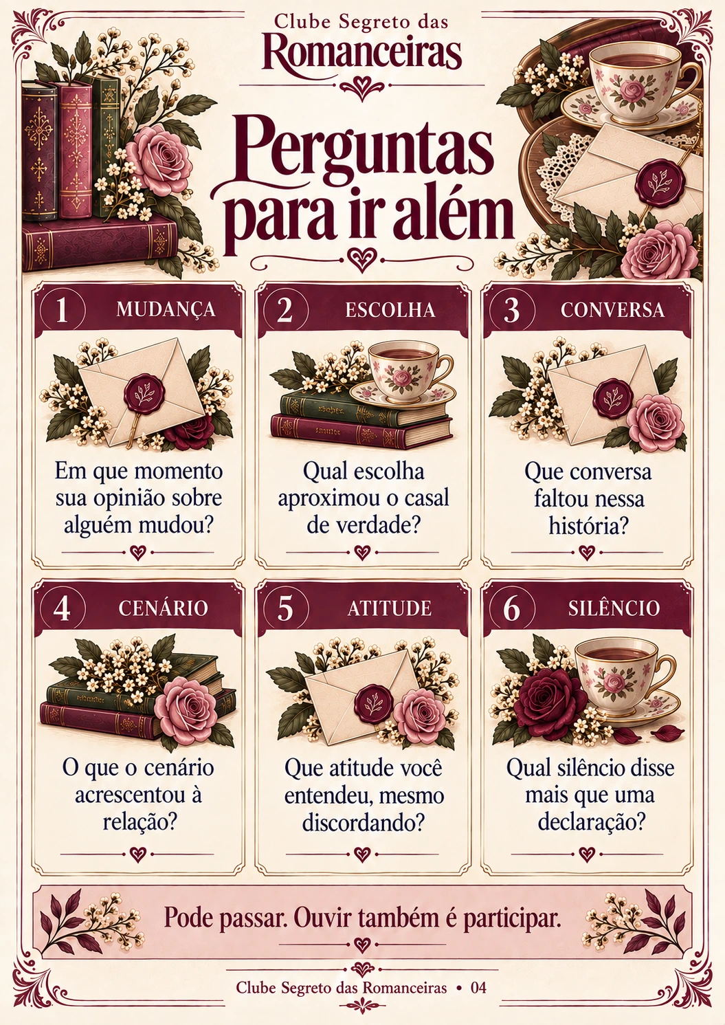 Clube do Livro das Romanceiras — Perguntas para ir além