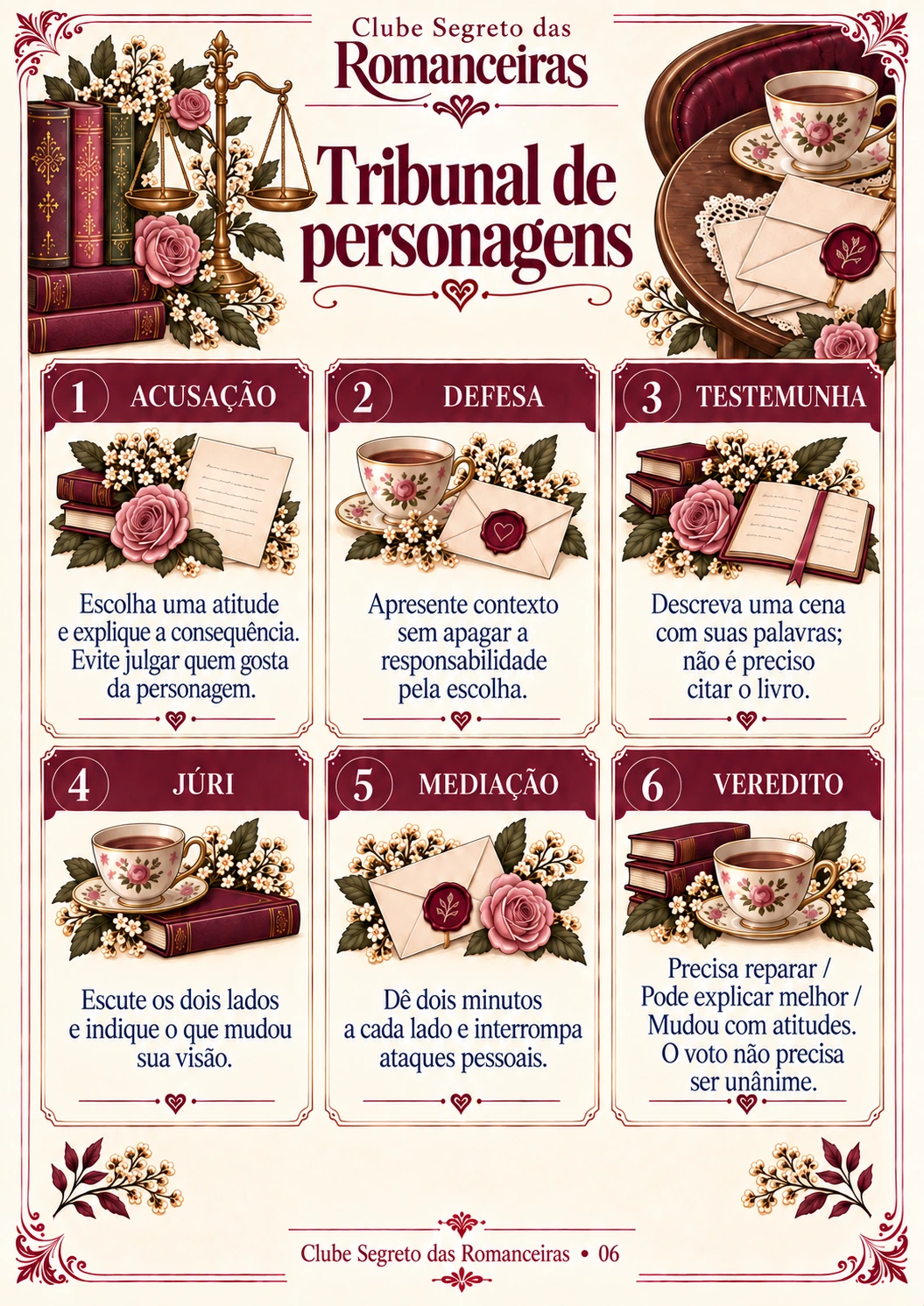 Clube do Livro das Romanceiras — Tribunal de personagens