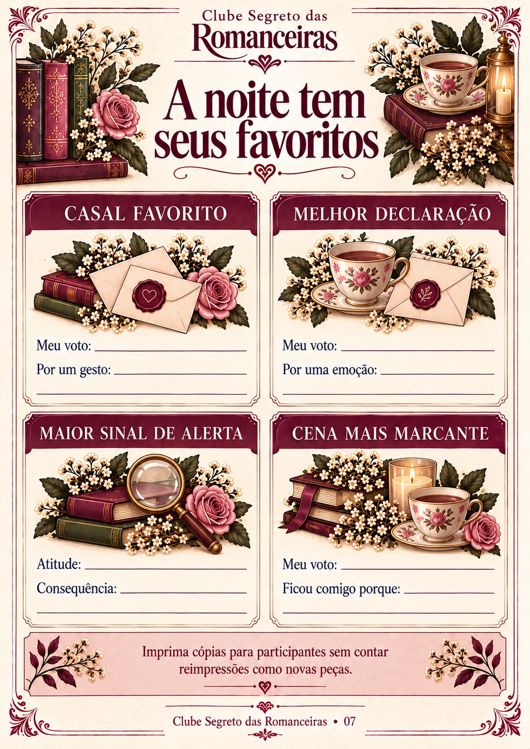Clube do Livro das Romanceiras — A noite tem seus favoritos